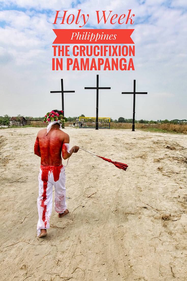 Crucifixion in Pampanga is the central event of Maleldo, the Holy Week Philippines. Before devotees get crucified on Good Friday, streets of San Fernando get filled with magdarame, flagellants who try to relive Christ's passion by carrying crosses, crawling or whipping themselves. Maleldo in San Pedro Cutud is the bloodiest Christian holiday one can imagine!