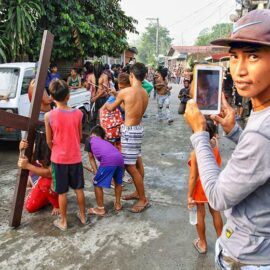 Magdarame devotees relive Christ's passion by carrying heavy crosses and flagellating themselves in San Fernando, Pampanga, during the Maleldo 2019, Holy Week Philippines, photo by Ivan Kralj