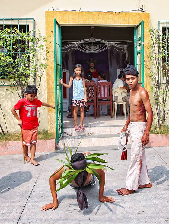 Magdarame devotees relive Christ's passion by carrying heavy crosses and flagellating themselves in San Fernando, Pampanga, during the Maleldo 2019, Holy Week Philippines, photo by Ivan Kralj