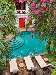 View of the swimming pool at Rambutan Hotel in Siem Reap, Cambodia, photo by Ivan Kralj