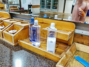 Body lotion and other beauty products in the vanity room of Itaewon Land, Korean spa / jjimjilbang in Seoul, South Korea, photo by Ivan Kralj