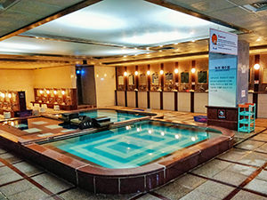 Asian bathhouse interior: pools in Jeju Waterworld jjimjilbang / Korean spa on Jeju island, South Korea, photo by Ivan Kralj