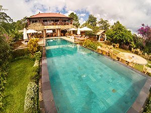 Munduk Moding Plantation central building as seen from the edge of the infinity pool, in Bali, Indonesia, photo by Ivan Kralj