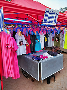 Clothes on sale for 10.000 Kip (1 Euro) at Night Market, the best place to do shopping in Vientiane, Laos, photo by Ivan Kralj