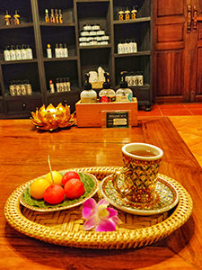 Watermelon, melon and tea served after the massage treatment in Oasis Spa, in Chiang Mai, Thailand, photo by Ivan Kralj