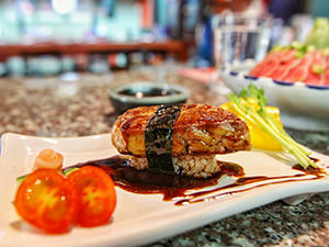 Grilled Fois Gras sushi at Tengoku, Japanese restaurant in Chiang Mai, Thailand, photo by Ivan Kralj