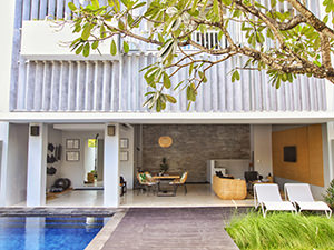 Clean architecture lines of the urban pool villa at Origin Seminyak, one of the best hotels in Bali, Indonesia, photo by Ivan Kralj