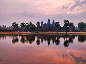 Angkor Wat sunrise is the mystified moment when hundreds of tourists gather around the reflection pond in front of the most famous Cambodian temple, hoping to snap a perfect iconic photograph while the day is young, photo by Ivan Kralj