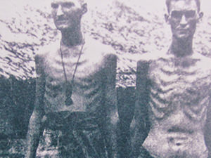The Australian prisoners of war with visible ribs under their skin, considered fit for working on the Death Railway in the Second World War, photo by George Aspinall, at Thailand-Burma Railway Centre in Kanchanaburi, Thailand