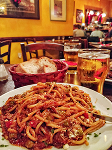 Fenkata or rabbit stew, served with spaghetti, one of Malta's national dishes, and one of the best things to eat in Malta, shot in Ta'Kris restaurant, photo by Ivan Kralj