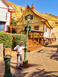 Popeye character standing in the street of Sweethaven, Malta's Popeye village; the entertainment here is one of the best things to do in Malta, photo by Ivan Kralj