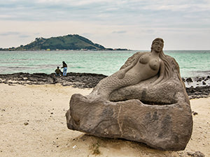 Mermaid sculpture at Hyeopjae Beach on Jeju Island, South Korea, photo by Ivan Kralj