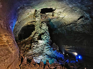 The 7,6-meter high lava stalagmite in Manjanggul lava tube is the highest in the world, Jeju Island, South Korea, photo by Ivan Kralj