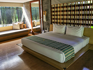Double bed in the room at The Santai Bali, Indonesia, photo by Ivan Kralj