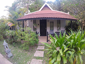 The exterior of one of the Sojourn Boutique Villas, surrounded by tropical garden, in Siem Reap, Cambodia, photo by Ivan Kralj