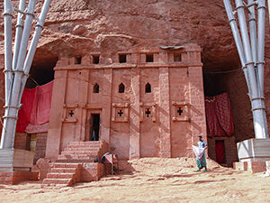 Bet Abba Libanos, Lalibela church wedged in between the two rocks in Lalibela, Ethiopia. Photo by Ivan Kralj