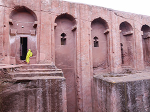 Dramatic trench in front of Bet Gabriel-Rufael, the twin church cut out of a solid rock in Lalibela, Ethiopia. Photo by Ivan Kralj