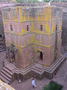 Bete Giyorgis, the most impressive building in our Lalibela church guide. Carved out of rock, this church has a shape of a Greek Orthodox cross. Lalibela Ethiopia. Photo by Ivan Kralj