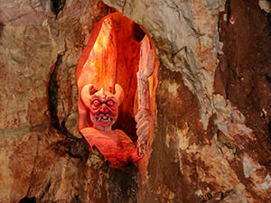 A sculpture of a horned demon in Am Phu, Vietnam's Hell Cave in the Marble Mountains, photo by Ivan Kralj