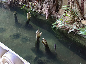 Sculptures of the hands of the souls in Nai Ha River, at the symbolic entrance to the afterlife, in front of the Am Phu Cave, Vietnam's Hell Cave in the Marble Mountain, photo by Ivan Kralj