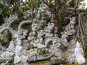 Sculpture of a dragon with many heads on the top of the Thuy Son, so-called water mountain of the five Marble Mountains in Central Vietnam, photo by Ivan Kralj