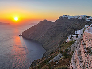 Imerovigli and Skaros Rock as seen from Firostefani during the famous Santorini sunset, Greece, photo by Ivan Kralj