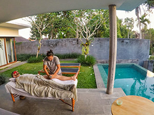 Massage in the privacy of cabana at Aria Villas Ubud, Bali, Indonesia, photo by Ivan Kralj