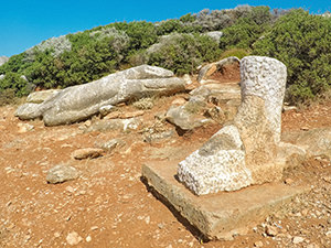 Kouros of Faranghi and his broken leg in the old marble quarry near Melanes, Naxos, Greece, photo by Ivan Kralj