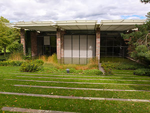 The building of Fondation Beyeler, designed by architect Renzo Piano, surrounded by greenery and ponds, Basel, Switzerland, photo by Ivan Kralj