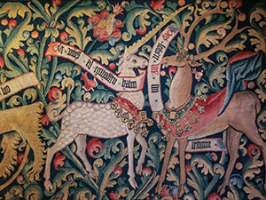 Medieval tapestry with embroidered unicorn in Basel Historical Museum, one of the best museums in Basel, Switzerland, photo by Ivan Kralj