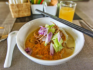 Do-it-yourself noodle soup for breakfast at Candi Restaurant in Sakmut Boutique Hotel, Siem Reap, Cambodia, photo by Ivan Kralj