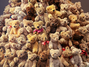 A pyramid of teddy bears at Toy Worlds Museum, one of the best museums in Basel, Switzerland, photo by Ivan Kralj