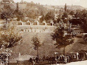 Caravan warriors of the Mahdi performing in Basel Zoo in 1898, Switzerland, copyright Basel Stadt city archive