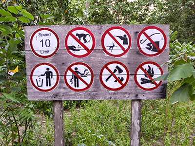 Warning signs for protection of the West Bali National Park, photo by Ivan Kralj