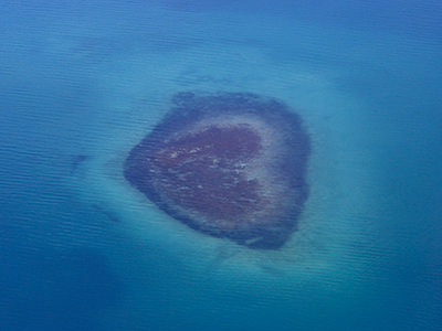 Gromilica, heart-shaped shoal of red algae formed in Lake Prokljan, Croatia, photo by Boris Kačan