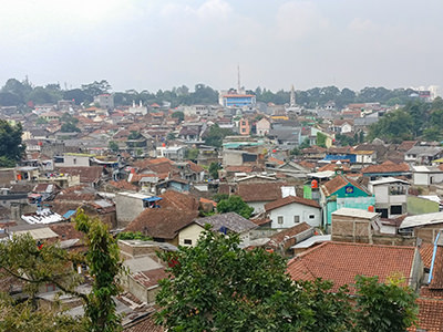 Panorama of Bandung showing roofs of houses in the capital of West Java, Indonesian island that is the most populous island in the world, photo by Ivan Kralj