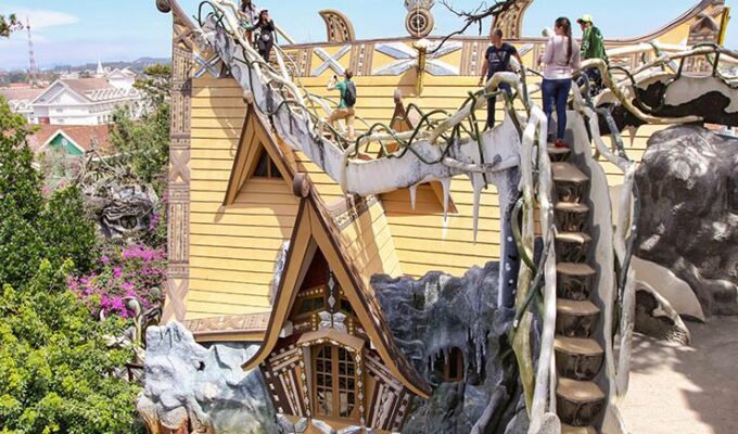 Crazy House in Dalat, also known as Hang Nga Guesthouse, is a tourist attraction - a building of an unusual Gaudi-style architecture that visitors can tour around by walking over concrete vine-like bridges crossing over the rooftops, photo by Ivan Kralj