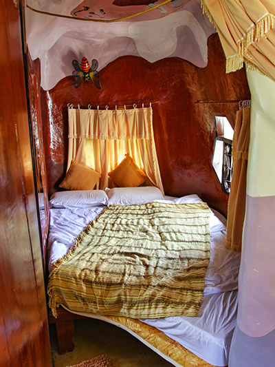 Oddly-shaped, non-rectangular bed mattress in Kangaroo Room of the Crazy House / Hang Nga Guesthouse in Dalat, Vietnam, photo by Ivan Kralj