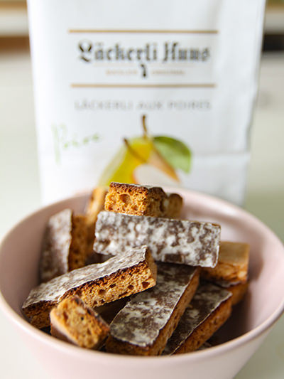 Pear-flavored Basler Läckerli cookies from Läckerli Huus, local sweet treat in Basel, Switzerland, photo by Ivan Kralj