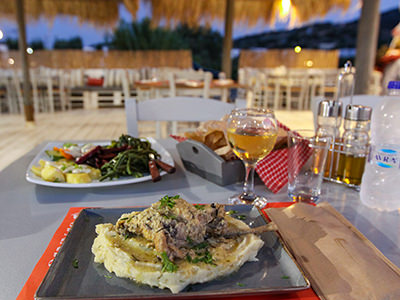Dinner served in Savvas Tavern in Galissas, Syros, Greece, photo by Ivan Kralj