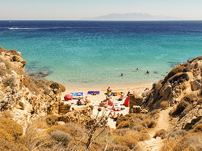 Gay nude beach of Mykonos, a part of Elia, one of the best nude beaches in Cyclades Islands, Greece, photo by Ivan Kralj