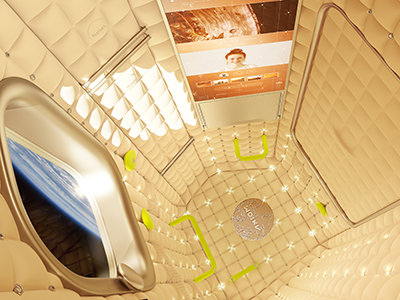 Interior of Axiom Segment, a part of Axiom Station, the first private space station, image by Axiom Space