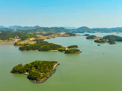 Aerial photo of Mogae-do, heart-shaped island in South Korea, courtesy of Yeosu City Office