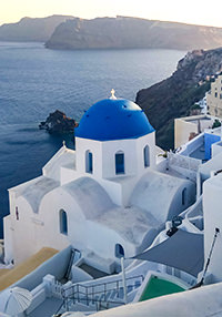 Blue cupola church in Oia, Santorini, Greece, photo by Ivan Kralj