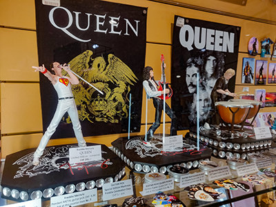 Queen figurines on display at Bazar Suisse gift ship in Montreux, Switzerland, photo by Ivan Kralj.