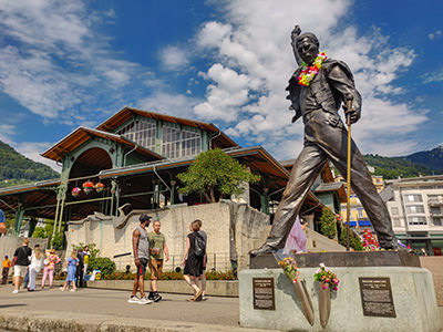 Covered Market in Montreux., Switzerland, and Freddie Mercury statue in the front, photo by Ivan Kralj.