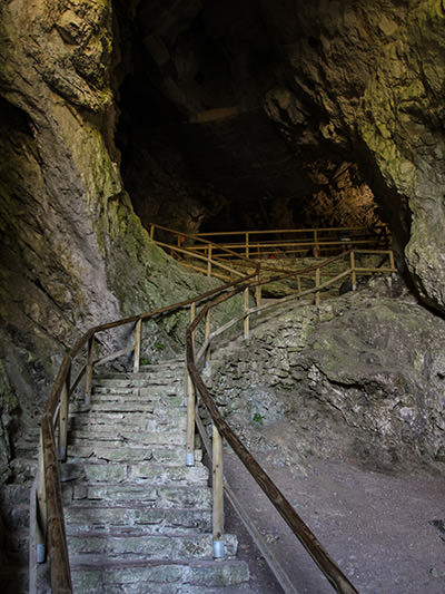 Staircase in the cave behind the Predjama Castle in Slovenia, photo by Ivan Kralj.