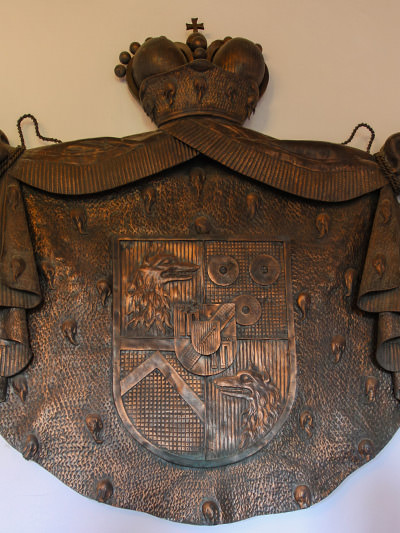 The coat of arms of Windisch-Graetz family, residents of Predjama Castle in the 19th century, with wolves as symbols, which reminded Game of Thrones fans on House Stark's sigil, photo by Ivan Kralj.
