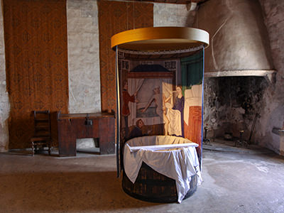 Bathroom with a tub for the master in medieval Chillon Castle, Switzerland, photo by Ivan Kralj.