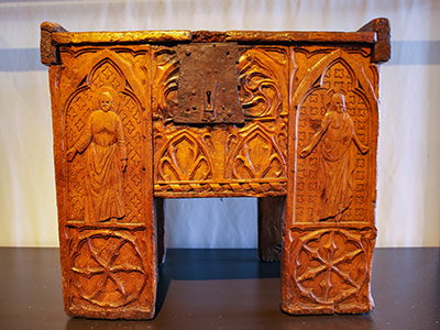 One of the eighty carved wooden chests and cases dukes of Savoy used for transporting their possessions from castle to castle in the Middle Ages, photo by Ivan Kralj.